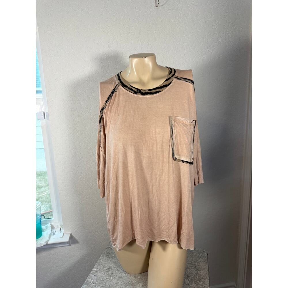 NWOT POL Blush Pink Hi Low Pocket Top Rayon Blend Large - Picture 1 of 11